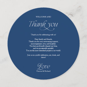 Menú de Boda y Tarjeta de Agradecimiento Blue Circ
