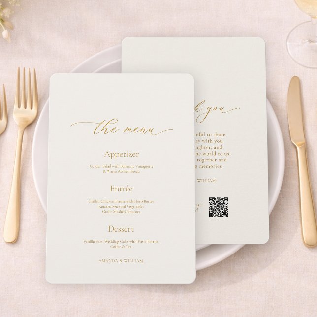 Menú de Boda y Tarjeta de Agradecimiento de Marfil (Subido por el creador)