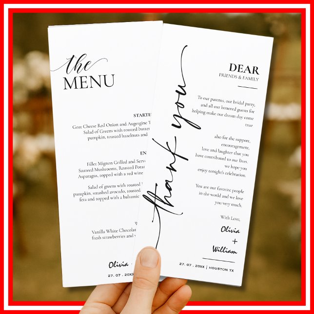 Menú de Boda y Tarjeta de Agradecimiento Moderno y (Subido por el creador)
