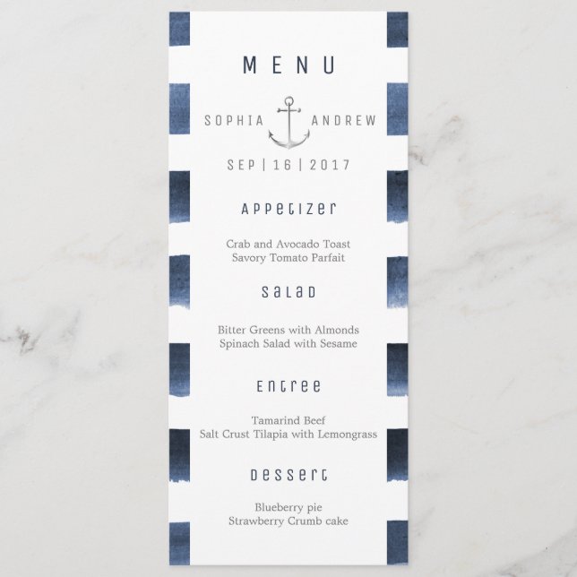Menú de bodas acuáticas con rayas marinas (Anverso)