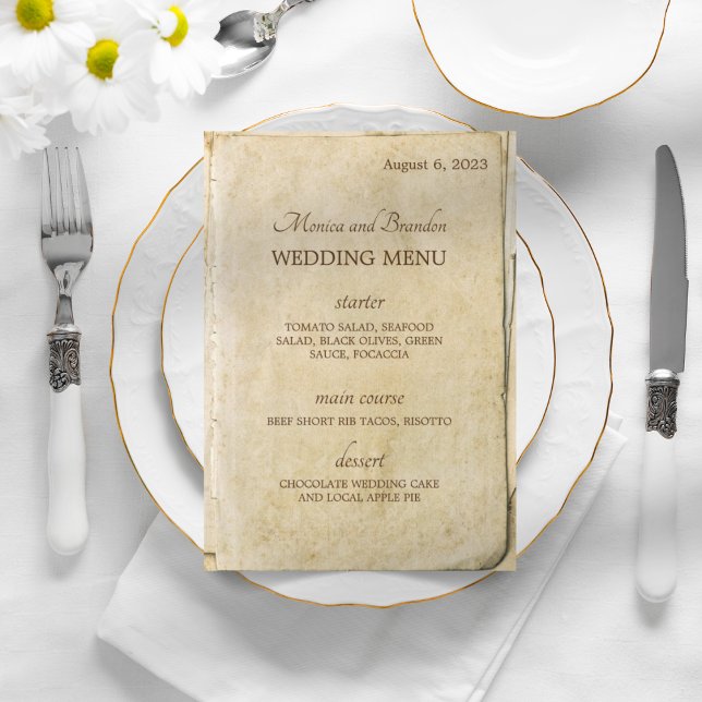 Menú de bodas antiguas en papel (Subido por el creador)