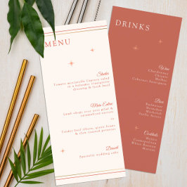 Menú de Bodas celestes de Terracotta y tarjeta de