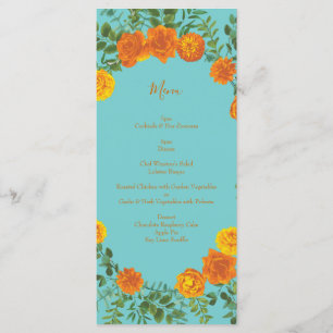 Menú de Bodas de Aqua Peony y Rosa Verde azulado