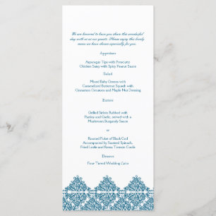 Menú de bodas de damasco azul marroquí