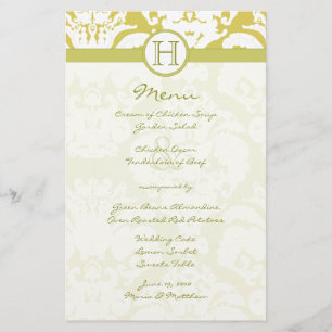Menú de bodas de damasco dorado y limo