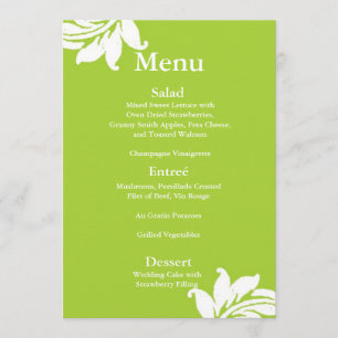 Menú de bodas de damasco verde