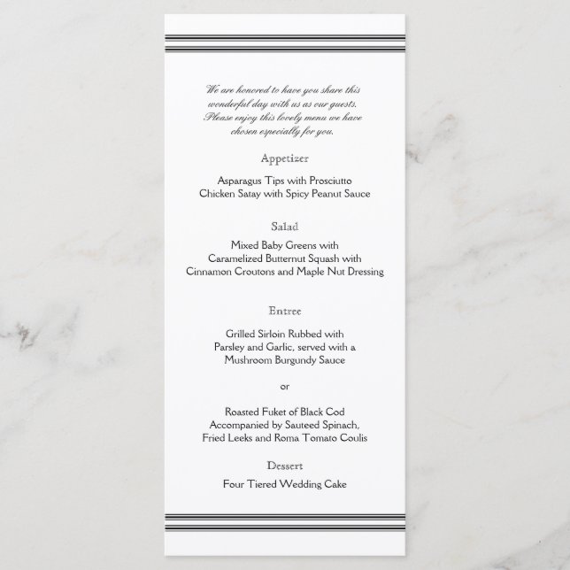 Menú de bodas de destino de Las Vegas (Anverso)