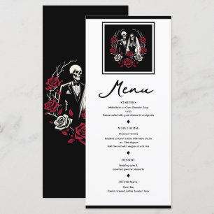 Menú de Bodas de Esqueleto de Rosas Blancas y Negr