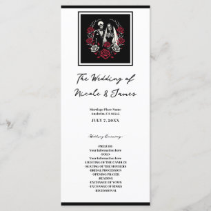 Menú de bodas de esqueleto de rosas blancas y negr