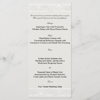 Menú de Bodas de Invierno de Copo de Nieve Blanco