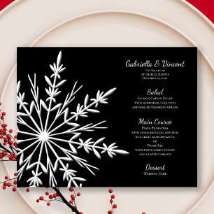 Menú de Bodas de Invierno de Snowflake en blanco y
