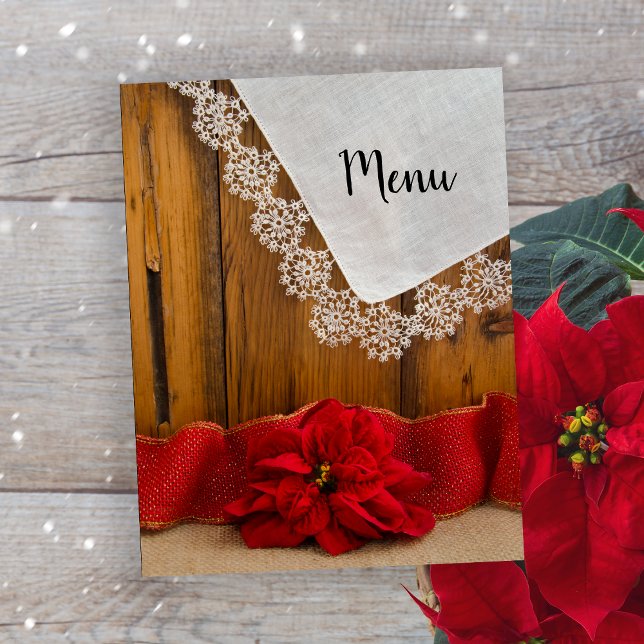 Menú de Bodas de Invierno Rústico Rojo Poinsettia (Subido por el creador)
