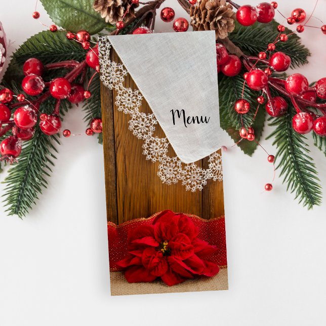 Menú de Bodas de Invierno Rústico Rojo Poinsettia (Subido por el creador)
