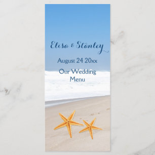 Menú de bodas de la playa de destino de la pareja