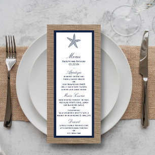 Menú de bodas de la playa de Starfish de Marina