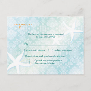 Menú de bodas de playa con joyas Elección RSVP