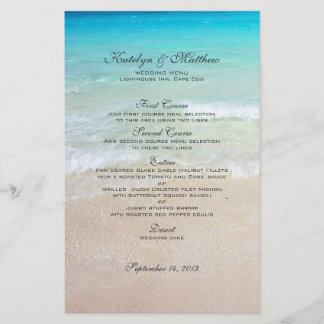 Menú de bodas de playa de Tres Personalizados Entr