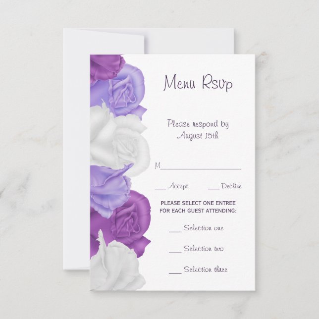 Menú de bodas de rosas antiguas chic RSVP (Anverso)