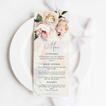 Menú de bodas del jardín de primavera de flores ro<br><div class="desc">Una hermosa carta de menú floral rosa y rosa que sería perfecta para cualquier evento especial. Diseñado con Flores Blandas De Color Rosa. Artículos coincidentes en el diseño del Fiesta Cava de nuestra tienda</div>