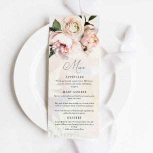 Menú de bodas del jardín de primavera de flores ro