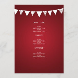 Menú de bodas elegante Amo Bunting Red