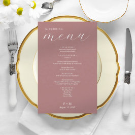 Menú de bodas elegante de caligrafía rosa y polvor