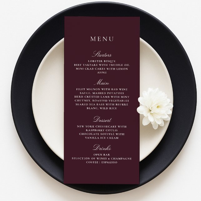 Menú de Bodas Elegante para Invierno de Borgoña Ca (Subido por el creador)