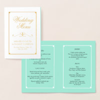 Menú de Bodas Elegantes de Relieve metalizado dora