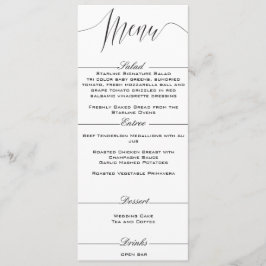Menú de Bodas Elegantes en Blanco y Negro
