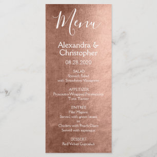 Menú de Bodas Moderno y Elegante Rosa Rosa