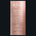 Menú de Bodas Moderno y Elegante Rosa Rosa<br><div class="desc">Menú Rubor Rosa Gold Moderno Faux Metallic Stainless Steel Relieve metalizado Boda. Este moderno menú de Bodas Dusty Pink y Black Script puede ser personalizado para incluir los nombres de Bride y Groom, la fecha boda y las opciones de menú boda para la cena. Este menú forma parte de una...</div>