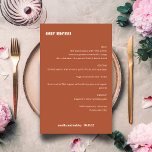 Menú de bodas personalizadas sencillas de negrita<br><div class="desc">Cute Negrita Negrita Rust Fall Retro Menú de Boda Personalizada Simple</div>