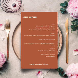 Menú de bodas personalizadas sencillas de negrita 