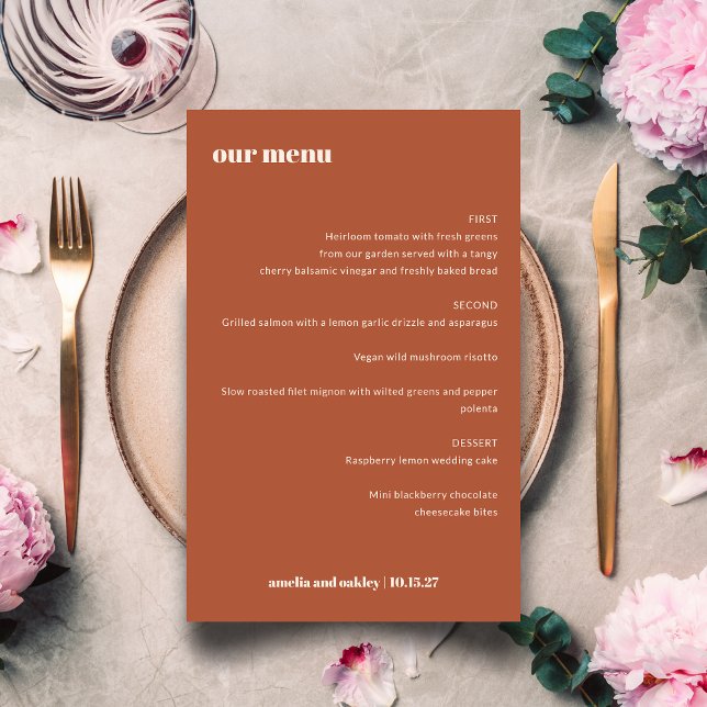 Menú de bodas personalizadas sencillas de negrita  (Subido por el creador)