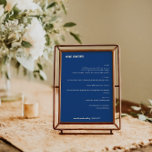 Menú de bodas personalizadas simples en francés az<br><div class="desc">Cute negrita Negrita Minimalista Azul Caída Retro Menú de matrimonio personalizado simple</div>