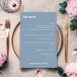 Menú de bodas personalizadas simples y turbias neg<br><div class="desc">Cute negrita negrita Minimalista Dusty Blue Fall Retro Menú simple de boda personalizada</div>