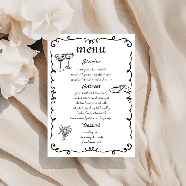 Menú de Bodas quirky dibujado a mano caprichosa (Subido por el creador)