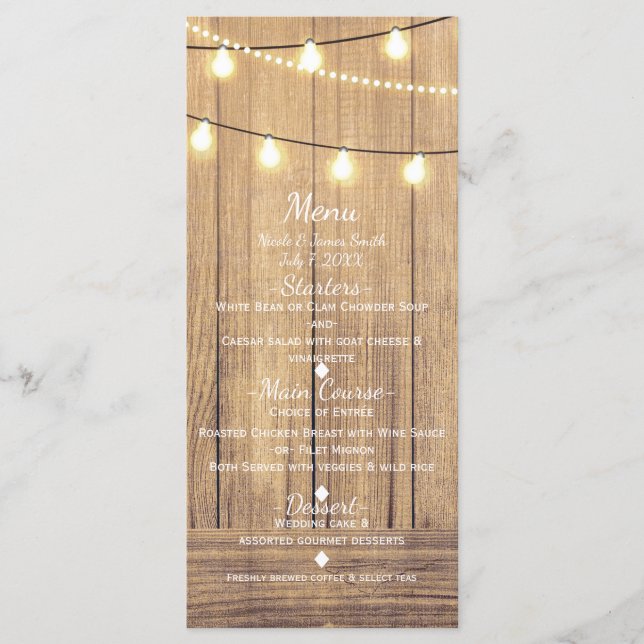 Menú de Bodas Rústicas de Madera y Tejado (Anverso)