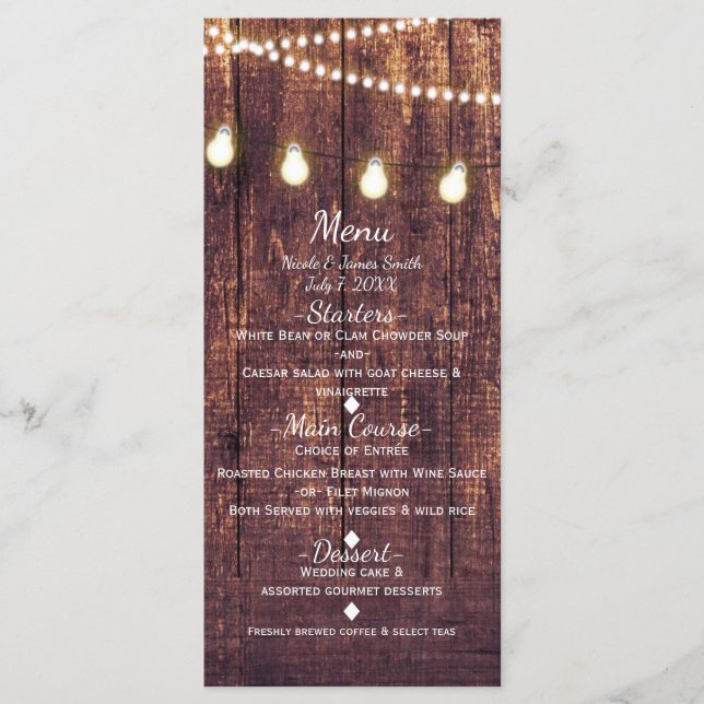 Menú de Bodas Rústicas de Madera y Tejado (Anverso)