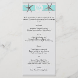 Menú de Bodas Starfish de la banda de Aqua y Gray