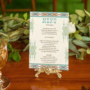 Menú de bodas tribales boho del sudoeste