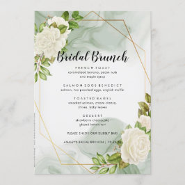 Menú de brunch de novia floral de rosas blancas