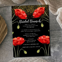 Menú de brunch de Purpurina elegante con flores ro