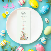 Menú de Brunch del Conejo de Jardín de Primavera
