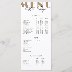 Menú de Cafetería Minimalista Moderna