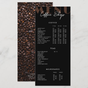 Menú de Cafetería Minimalista Moderna Negra