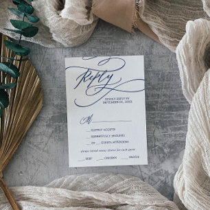 Menú de caligrafía de marina romántica Tarjeta RSV