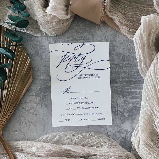 Menú de caligrafía de marina romántica Tarjeta RSV (Subido por el creador)
