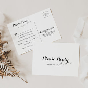 Menú de caligrafía moderna Postal RSVP opcional