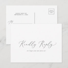 Menú de caligrafía plateada Delicada Postcard RSVP